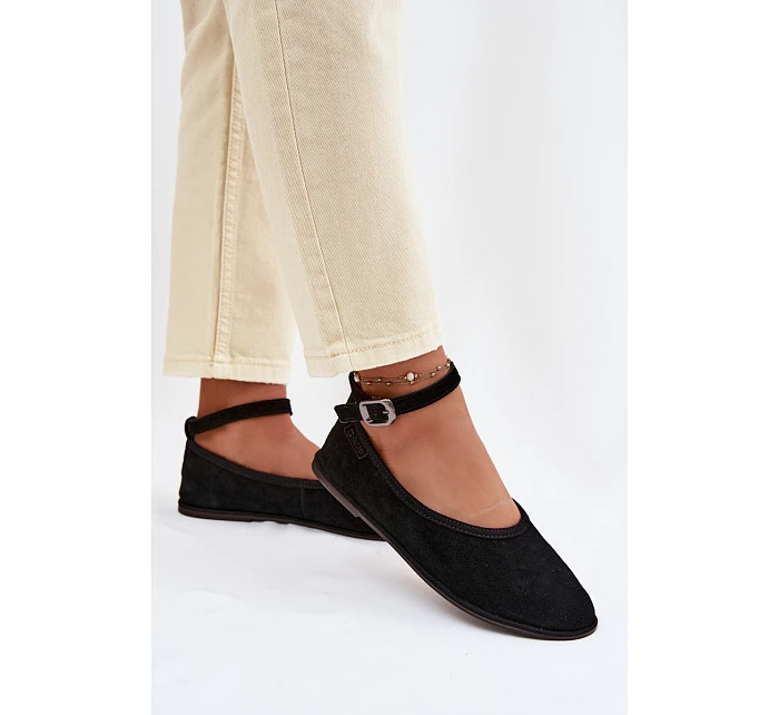 Baleríny z přírodního semiše Big Star TT274212 Černé