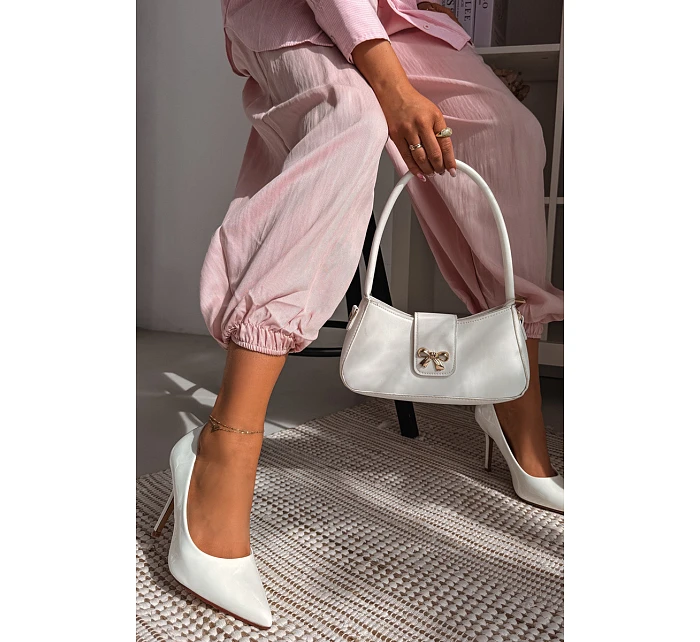 Klasické lakované lodičky z imitace kůže bílé Odira