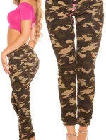 Dámske trendy Army skinnies 0000K600-273A khaki vzor - Koucla