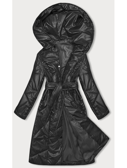 Čierna prešívaná bunda na patentky (B8179-1)