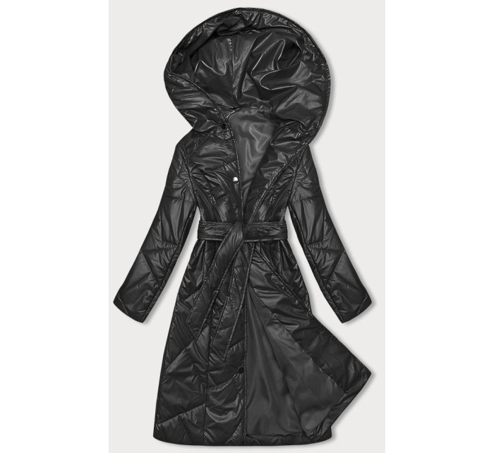 Čierna prešívaná bunda na patentky (B8179-1)