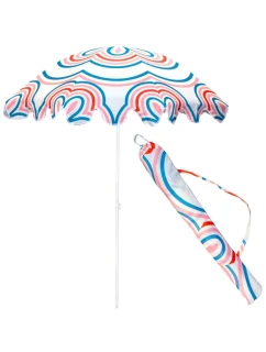 PLÁŽOVÝ A ZÁHRADNÝ SLNEČNÍK 160 CM PRUHOVANÝ MODRO-RUŽOVÝ