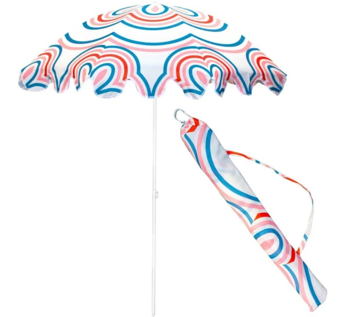 PLÁŽOVÝ A ZÁHRADNÝ SLNEČNÍK 160 CM PRUHOVANÝ MODRO-RUŽOVÝ