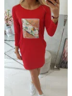 Šaty s 3D grafikou vtáka červené Šaty s 3D grafikou vtáka červené