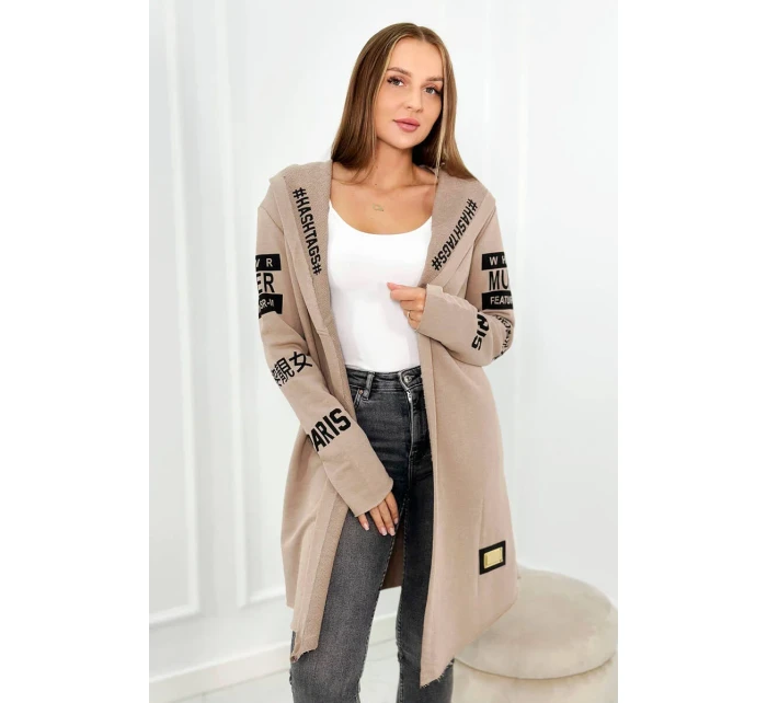 model 18980837 s nápisem tmavě béžová - K-Fashion model 18980837 s nápisem tmavě béžová - K-Fashion