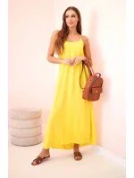Dlhé šaty bez ramienok žlté
