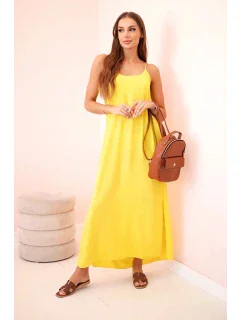 Dlhé šaty bez ramienok žlté