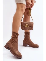 Botki Damskie Na Niskim Obcasie Brązowe Aphroteia