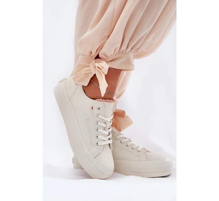 Dámské Tenisky Z Eko Kůže Big Star model 21690713 Světle Béžové - Big Star Shoes Dámské Tenisky Z Eko Kůže Big Star model 21690713 Světle Béžové - Big Star Shoes