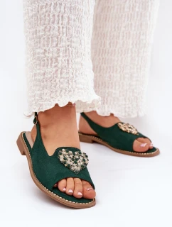 Sandały Damskie Z Ozdobnym Sercem S.Barski KV27-018 Zielone