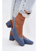 Materiálové dámské sandály na podpatku Modré Marcellé