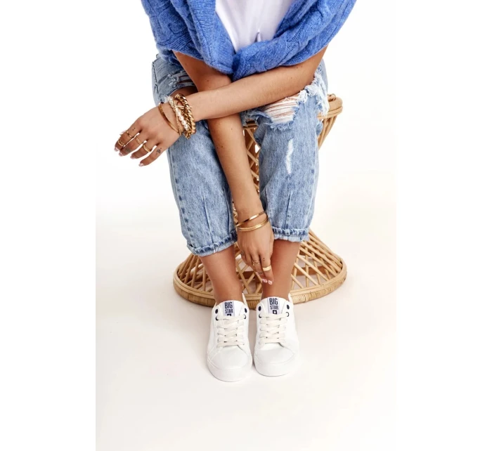 Dámske módne tenisky Big Star - biela/tmavomodrá Dámske módne tenisky Big Star - biela/tmavomodrá