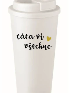 DAD KNOWS EVERYTHING - biely termohrnček 475 ml
