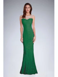 Dámske spoločenské šaty šoky soka s perličkami a čipkou dlhé zelené - Zelená - šoky & soka