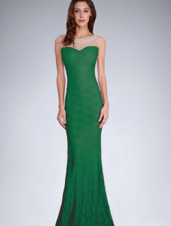Dámské společenské šaty  s a krajkou dlouhé zelené Zelená & model 15042517 - SOKY&#38;SOKA