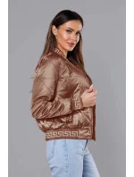 Dámska bunda typu "bomber" v karamelovej farbe (B8123-14) Dámska bunda typu "bomber" v karamelovej farbe (B8123-14)