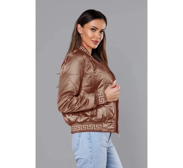 Dámska bunda typu "bomber" v karamelovej farbe (B8123-14) Dámska bunda typu "bomber" v karamelovej farbe (B8123-14)