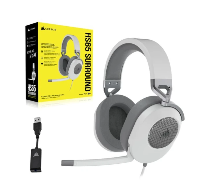 Corsair HS65 SURROUND Headset Wired Handheld Gaming White