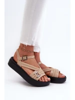 dámské sandály na platformě  béžové model 21661896 - Zaxy