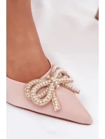 Lodičky s mašlí a patou Béžové model 21787011 - Boto Lodičky s mašlí a patou Béžové model 21787011 - Boto