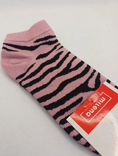 Dětské Mládežnické Kotníkové Ponožky Zebra Růžové