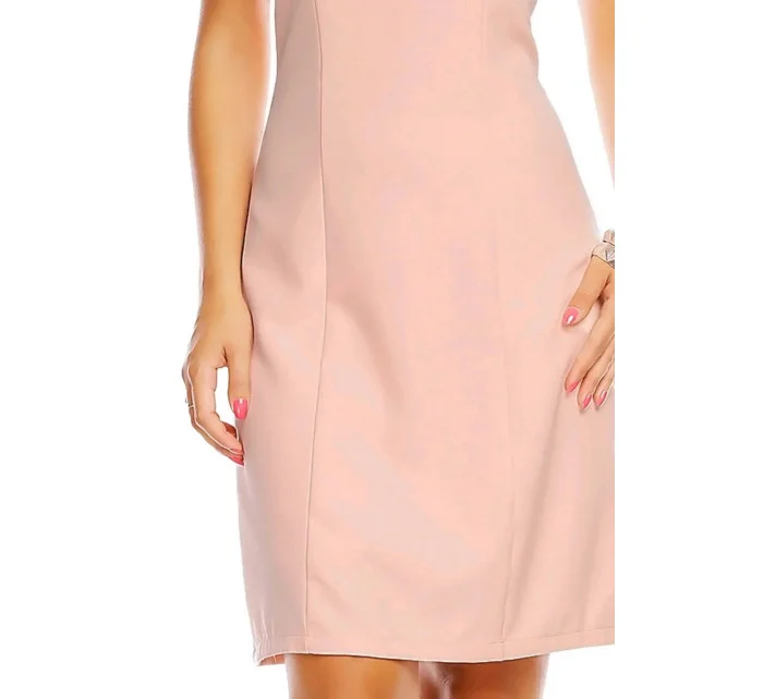 Společenské šaty značkové střih s ozdobnými zipy na ramenou růžové Růžová / XL model 15042793 - J&#38;J