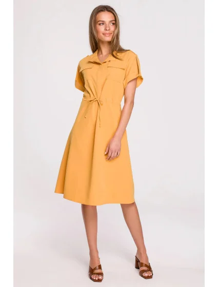 Dámské košilové šaty Yellow model 17603502 - STYLOVE Dámské košilové šaty Yellow model 17603502 - STYLOVE