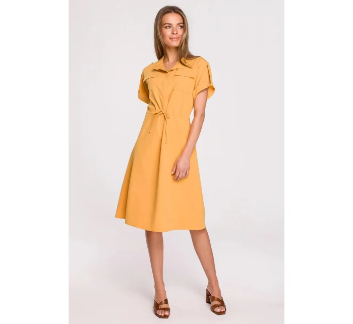 Dámské košilové šaty Yellow model 17603502 - STYLOVE Dámské košilové šaty Yellow model 17603502 - STYLOVE