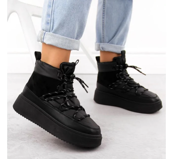 Dámske snehové topánky na pltform 24-72302BK / WOL280A Black - Potocki Dámske snehové topánky na pltform 24-72302BK / WOL280A Black - Potocki