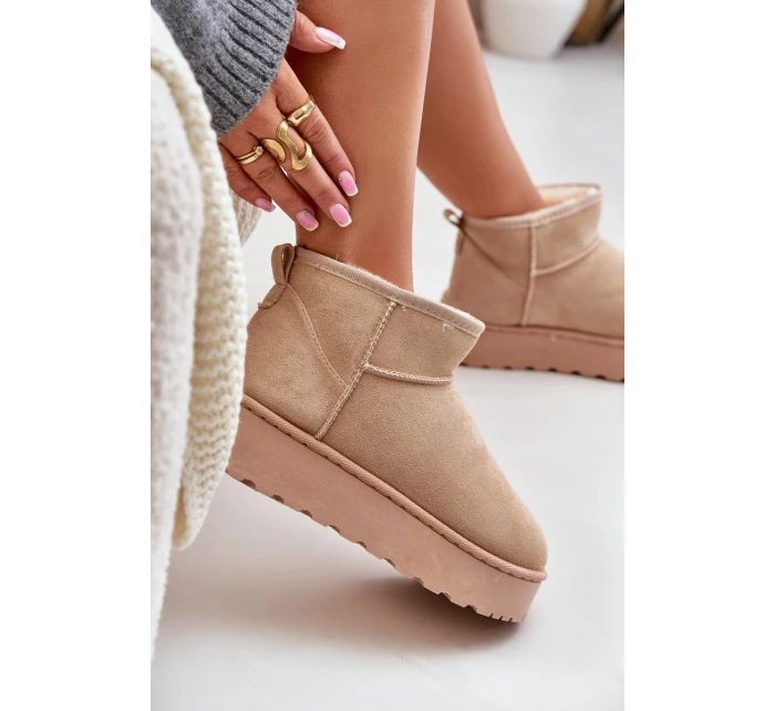 Dámské sněhové boty na platformě Světle béžová model 21808572 - Inello Dámské sněhové boty na platformě Světle béžová model 21808572 - Inello