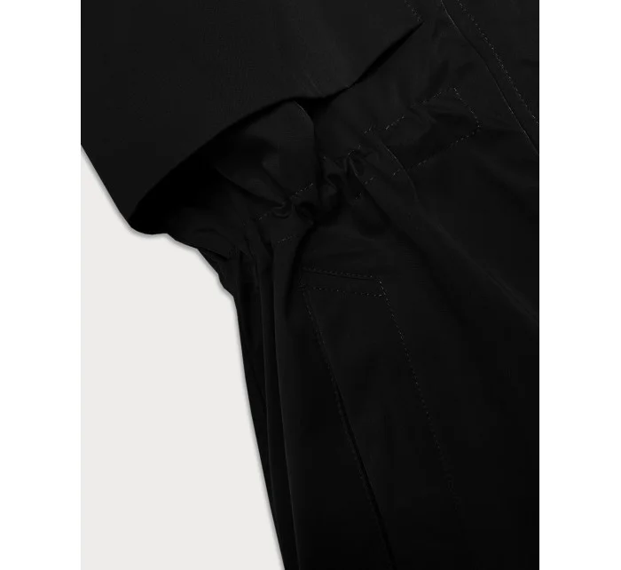 Čierna dámska bunda s vyhrnutými rukávmi LHD (LHD-24591) Čierna dámska bunda s vyhrnutými rukávmi LHD (LHD-24591)