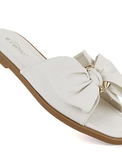 Dámske ploché žabky s mašľou biele eVento 5479