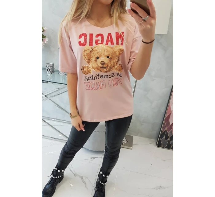 Halenka s potiskem Magic dark powder pink Halenka s potiskem Magic dark powder pink