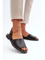 Skórzane Wsuwane Sandały Czarne Lemar Alivia