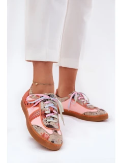 Skórzane Sneakersy Damskie Maciejka 06840-18 Pomarańczowe