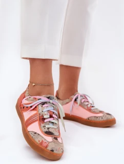 Skórzane Sneakersy Damskie Maciejka 06840-18 Pomarańczowe