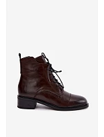 Zateplené kožené kotníkové boty Čokoládové model 22366287 - Boto Zateplené kožené kotníkové boty Čokoládové model 22366287 - Boto