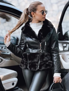 Dámská kožená bunda ramones s kožešinou černá model 21993392 - FashionStreet