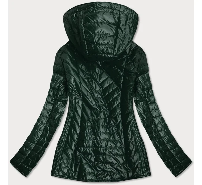 Zelená dámska bunda s ozdobnou podšívkou (MM21)