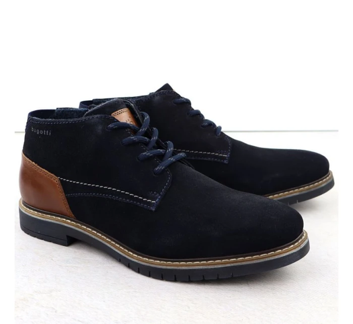 Pánské semišové kožené boty tmavě modré model 21906024 - Bugatti Pánské semišové kožené boty tmavě modré model 21906024 - Bugatti