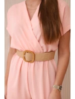 Kombinéza s ozdobným opaskom v páse lososová Kombinéza s ozdobným opaskom v páse lososová