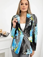 Bavlnená bunda s potlačou a gombíkom modrá