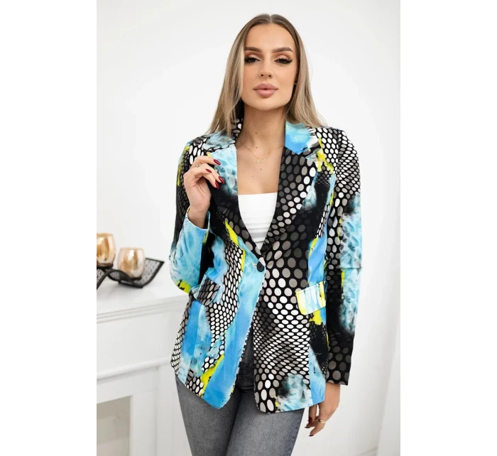 Bavlnená bunda s potlačou a gombíkom modrá