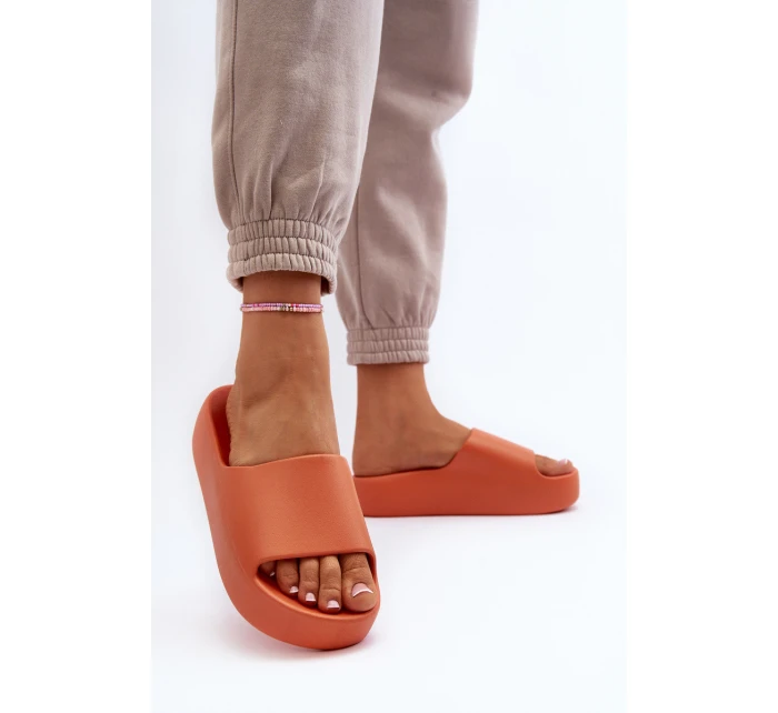 Damskie Klapki Na Grubej Podeszwie Pomarańczowe Oreithano Damskie Klapki Na Grubej Podeszwie Pomarańczowe Oreithano
