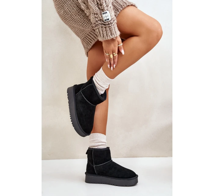 Dámské semišové zimní boty na platformě nad černé model 21670448 - Boto