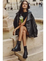 Dámské kotníkové boty se zlatým detailem zateplené černé model 21710118 - Boto Dámské kotníkové boty se zlatým detailem zateplené černé model 21710118 - Boto