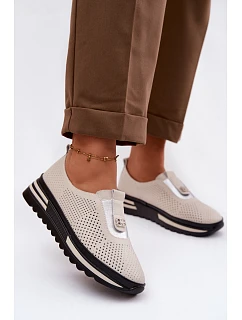 Dámské pohodlné boty z pravé kůže model 22101374 Béžové - S.Barski