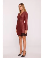 M871 Zavinovacie šaty z tvídu - bordové