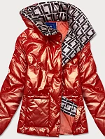 Oranžová dámska bunda s leskom (OMDL-023)