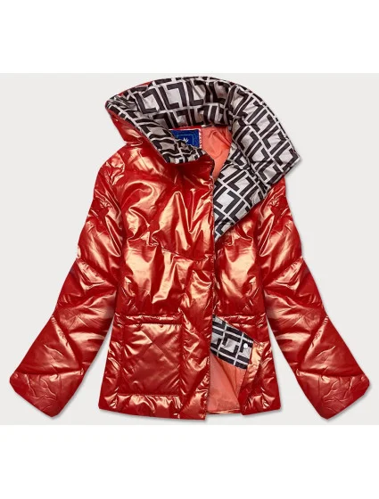 Oranžová dámska bunda s leskom (OMDL-023)